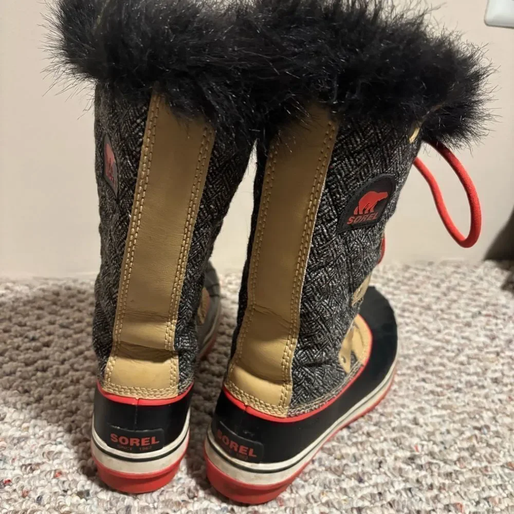 Sorel Tofino Brown Cordovan Herringbone Waterproof Winter Tall Boots- Size 8